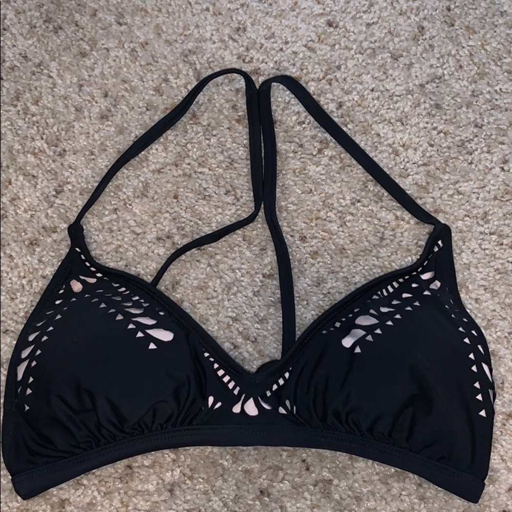 Black and beige swim top